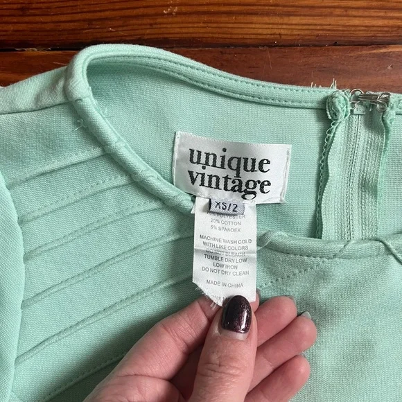 Unique Vintage Mint Green Fit-and-Flare Dress - Picture 4 of 7